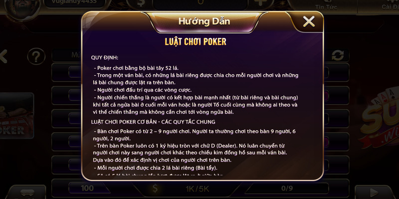 Nắm rõ luật chơi Poker tại Sunwin trước khi bắt đầu